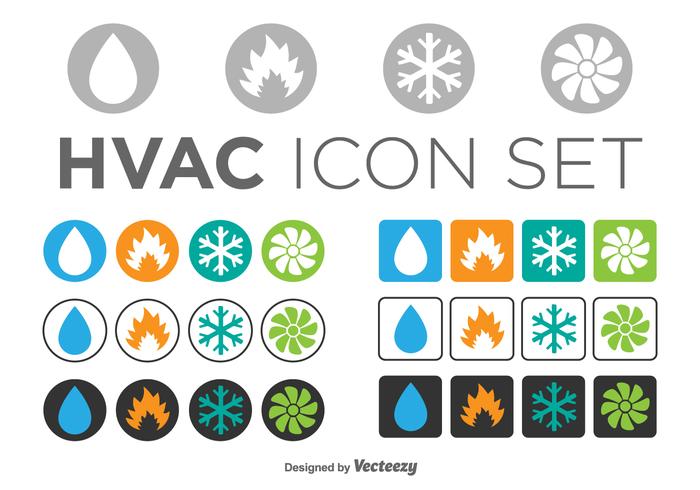700x490 Set Of Hvac Icons, Circle And Square Templates