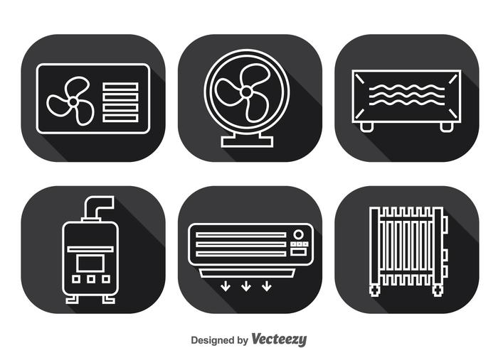 700x490 Hvac System Long Shadow Icons Vector