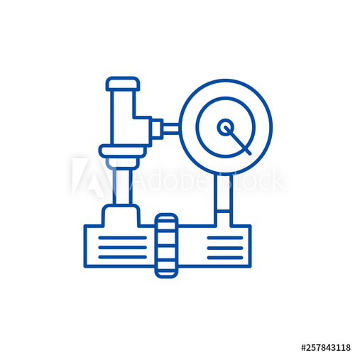 500x500 Water Pressure System, Hvac Industry Line Concept Icon Water