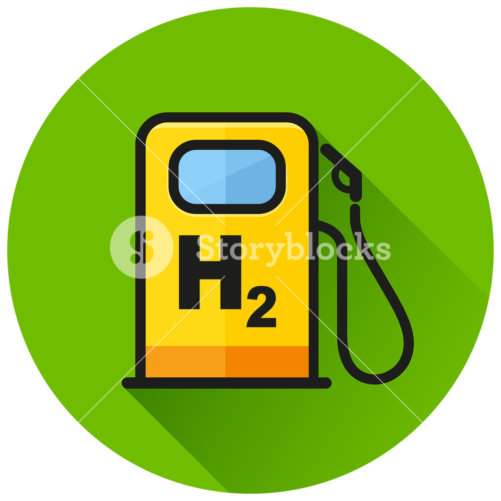 1000x1000 Illustration Of Hydrogen Pump Circle Green Icon Royalty Free Stock