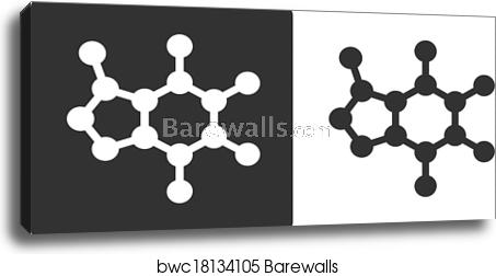 453x252 Caffeine Molecule,, Flat Icon Style Stylized Rendering Carbon