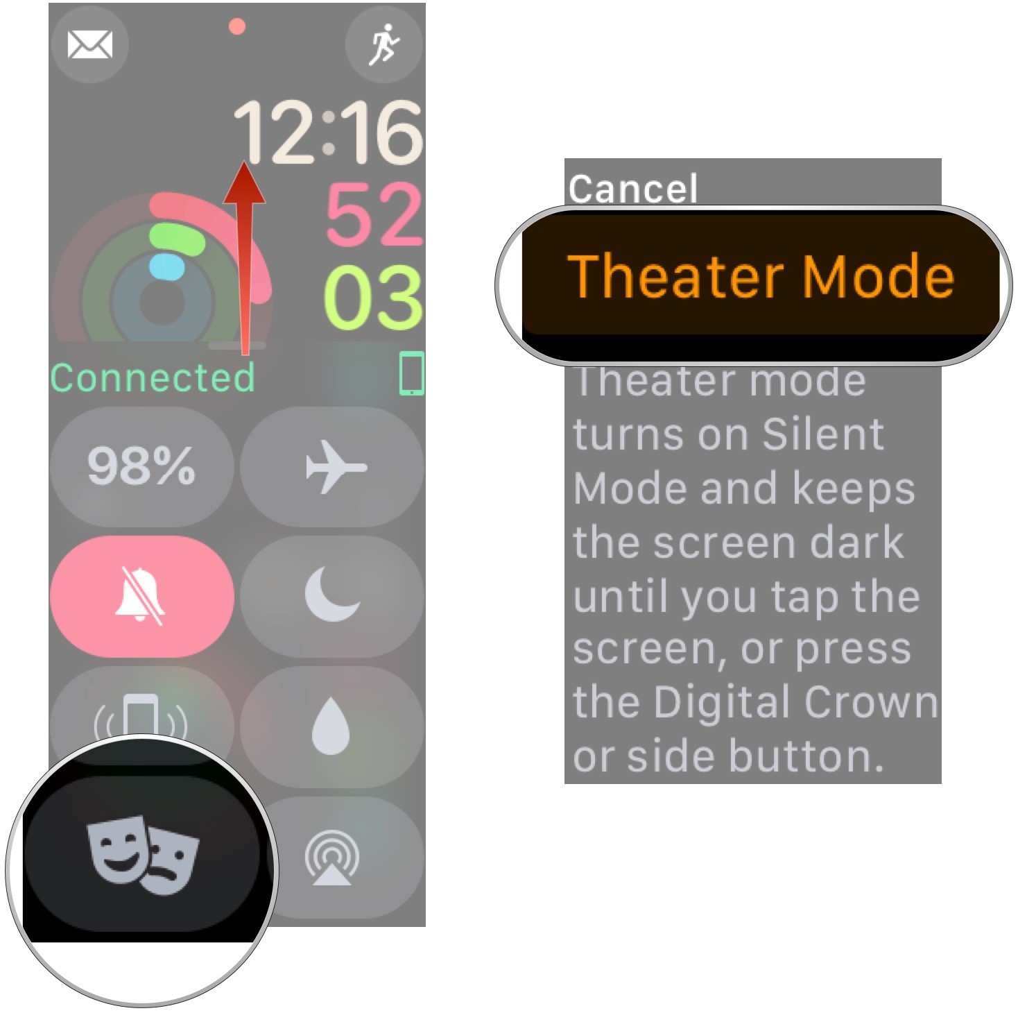 1468x1460 How To Use Theater Mode On The Apple Watch Imore