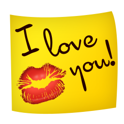 256x256 I Love You Note With Kiss Icon, Png Clipart Image