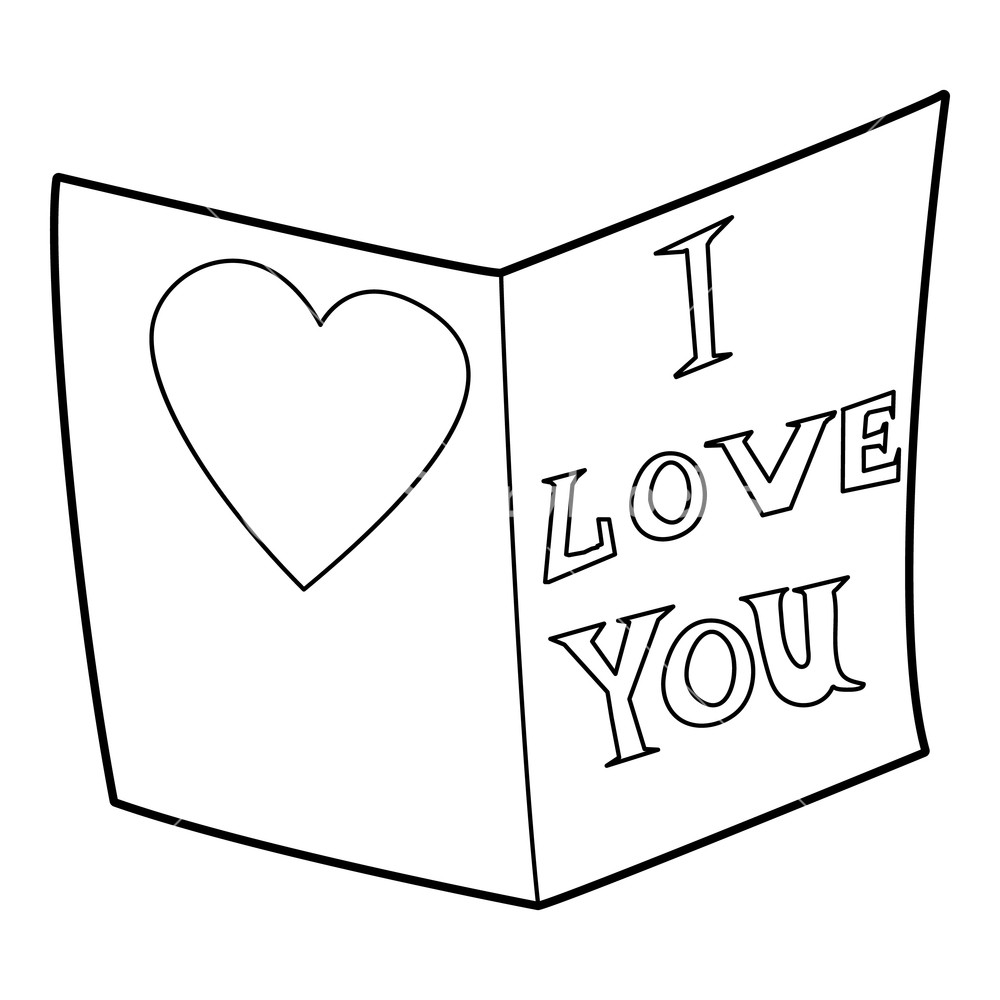 1000x1000 Postcard I Love You Icon Outline Illustration Of Postcard I Love