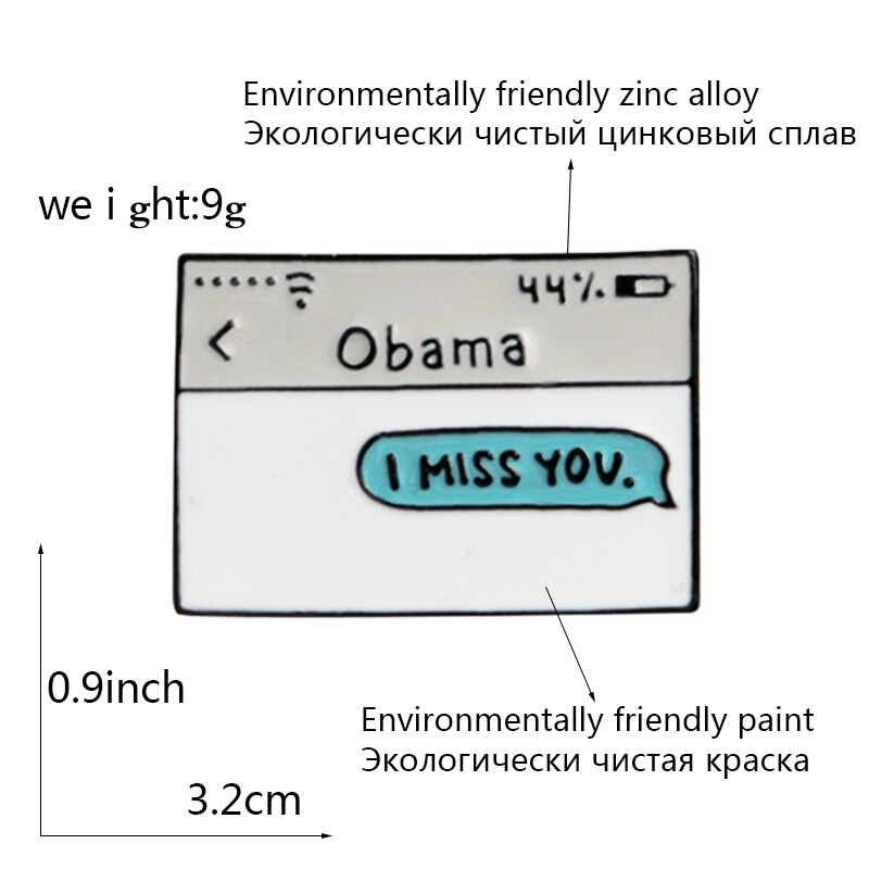 800x800 Buy Obama Text Message Enamel Pin I Miss You
