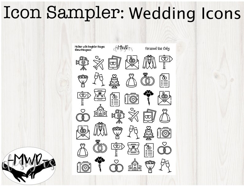 794x608 Foil Ready Icon Sampler Sheet Wedding Icons Foil Ready Etsy