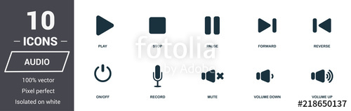 500x158 Audio Controls Icons Set Premium Quality Symbol Collection Audio