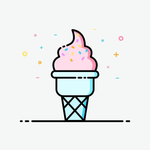 490x490 Ice Cream Cone Strawberry Icon In Filled Outline Style