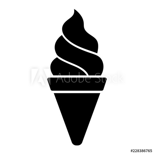500x500 Minimalist, Flat Ice Cream Cone Icon Black Silhouette Isolated