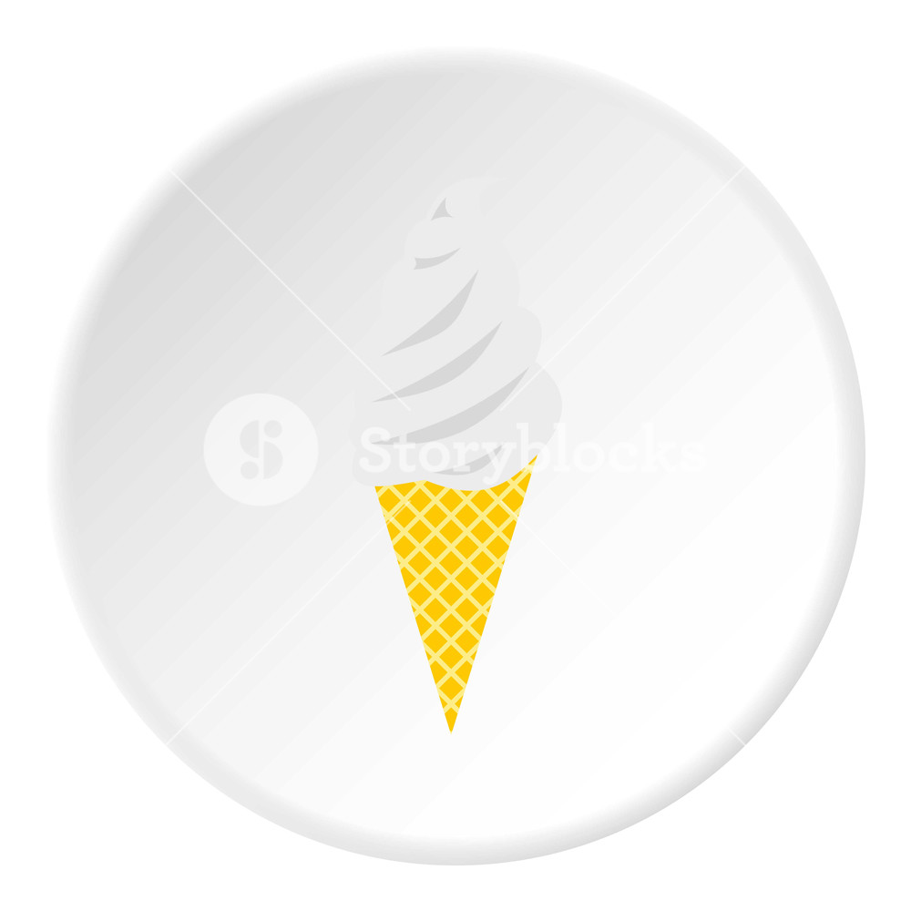 1000x1000 Vanilla Ice Cream In Waffle Cone Icon Flat Illustration Of Ice