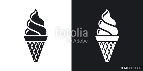 500x250 Vector Ice Cream Cone Icon Two Tone Version On Black And White