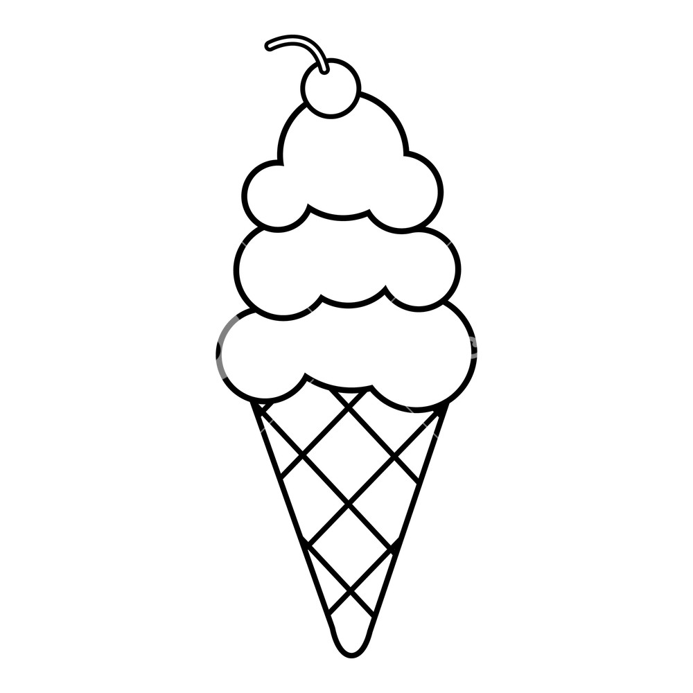 1000x1000 Vanilla Ice Cream Icon Outline Illustration Of Vanilla Ice Cream