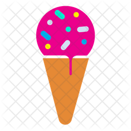 256x256 Cone Ice Cream Icon Of Flat Style