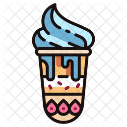 Ice Cream Sundae Icon Of Colored Outline Style 256x256 Ice Cream Sundae Icon Of Colored Outline Style