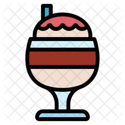 Sundae Icon Of Colored Outline Style 256x256 Sundae Icon Of Colored Outline Style