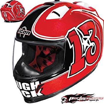 355x355 Icon Domain Tough Luck Red Gloss Largelg Helmet, Footwear