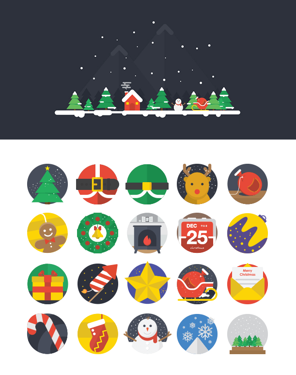 611x774 Flat Christmas Icons Free Download