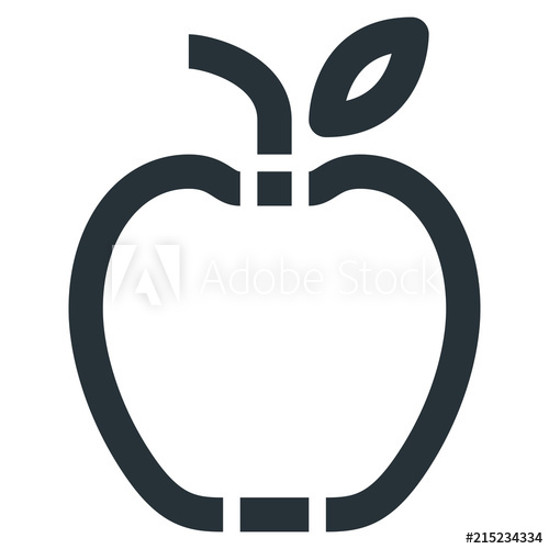 500x500 Apple Vector Line Icon Pixel Perfect Editable Pixel