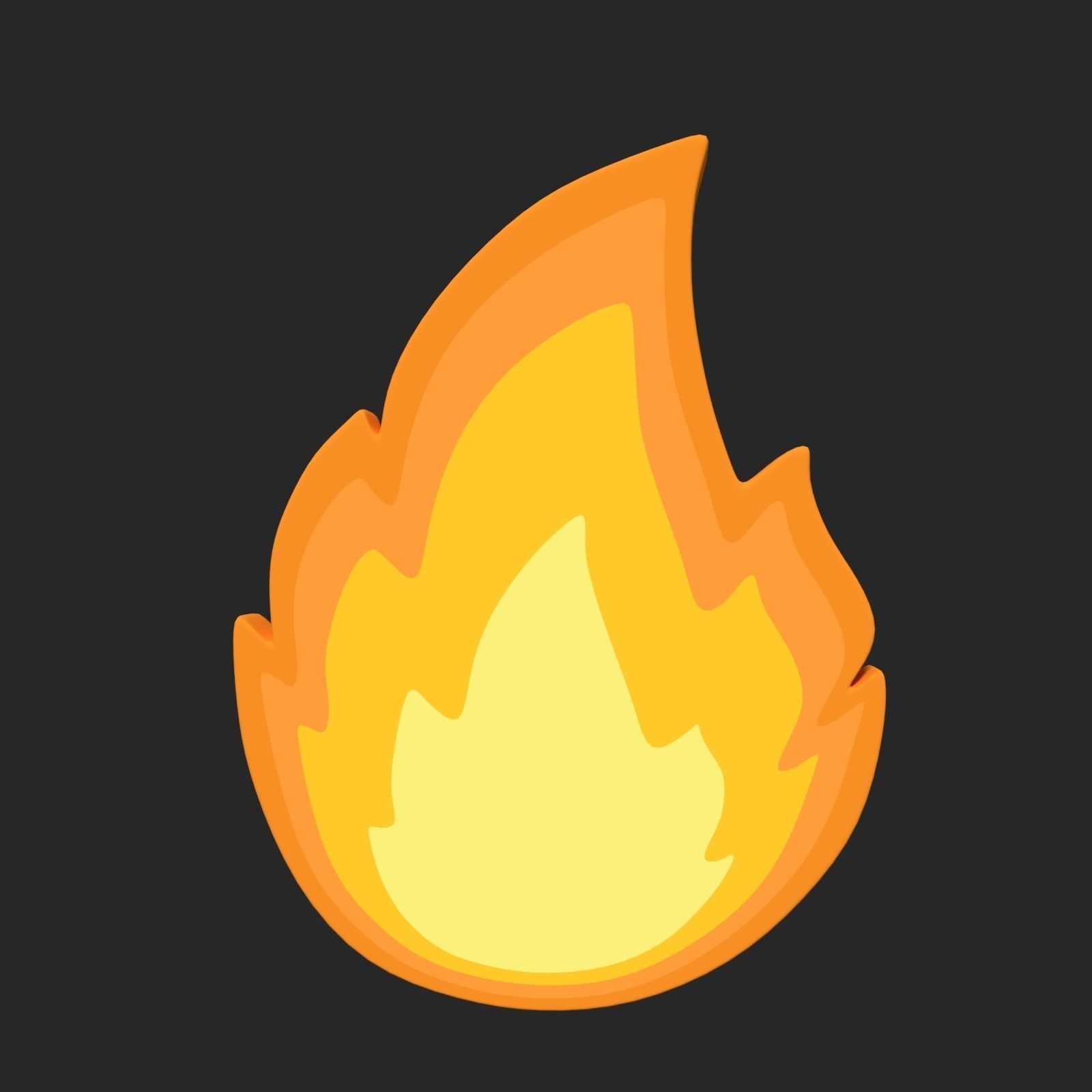 1600x1600 Cartoon Fire Icon Model Cgtrader