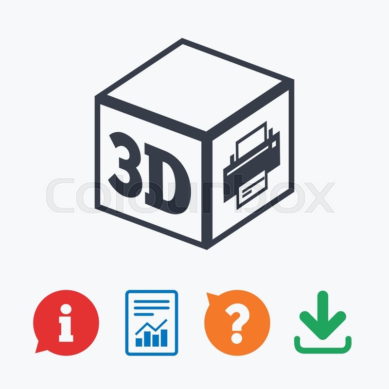 800x800 Print Sign Icon Cube Printing Stock Vector Colourbox
