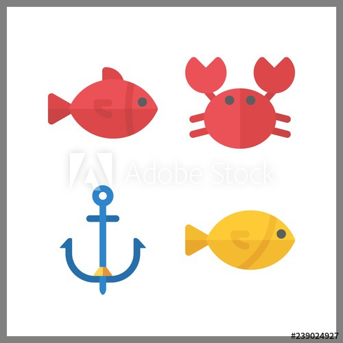 500x500 Fishing Icon Vector Illustration Fishing Set Anchor And Fish