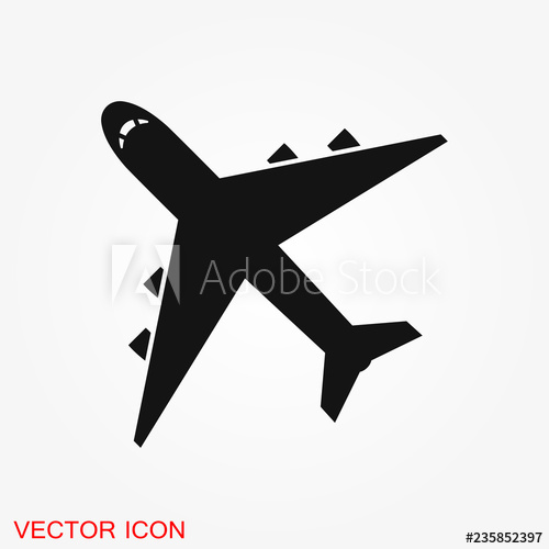 500x500 Plane Icon On White Background, Airplane Vector Illustration