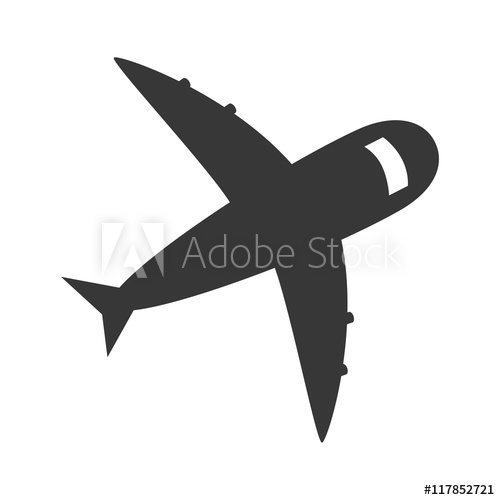 500x500 Jet Airplane Flying Icon Vector Illustration