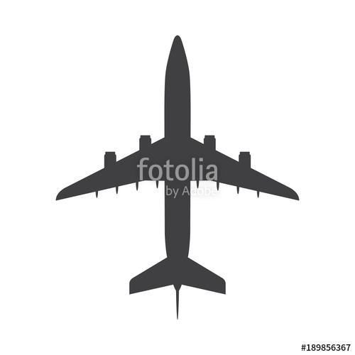 500x500 Airplane Top View Icon Aircraft, Passenger Plane With Four Jet