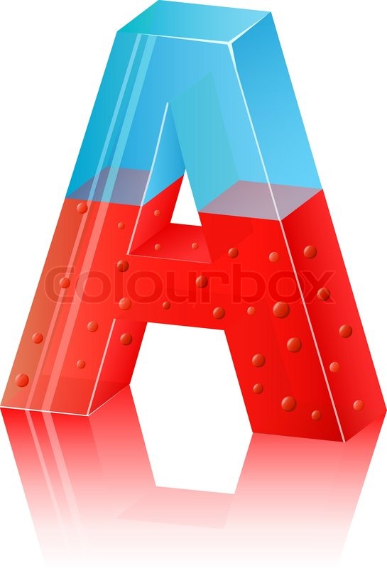 545x800 Icon Of Glass Letter A With Liquid Stock Vector Colourbox