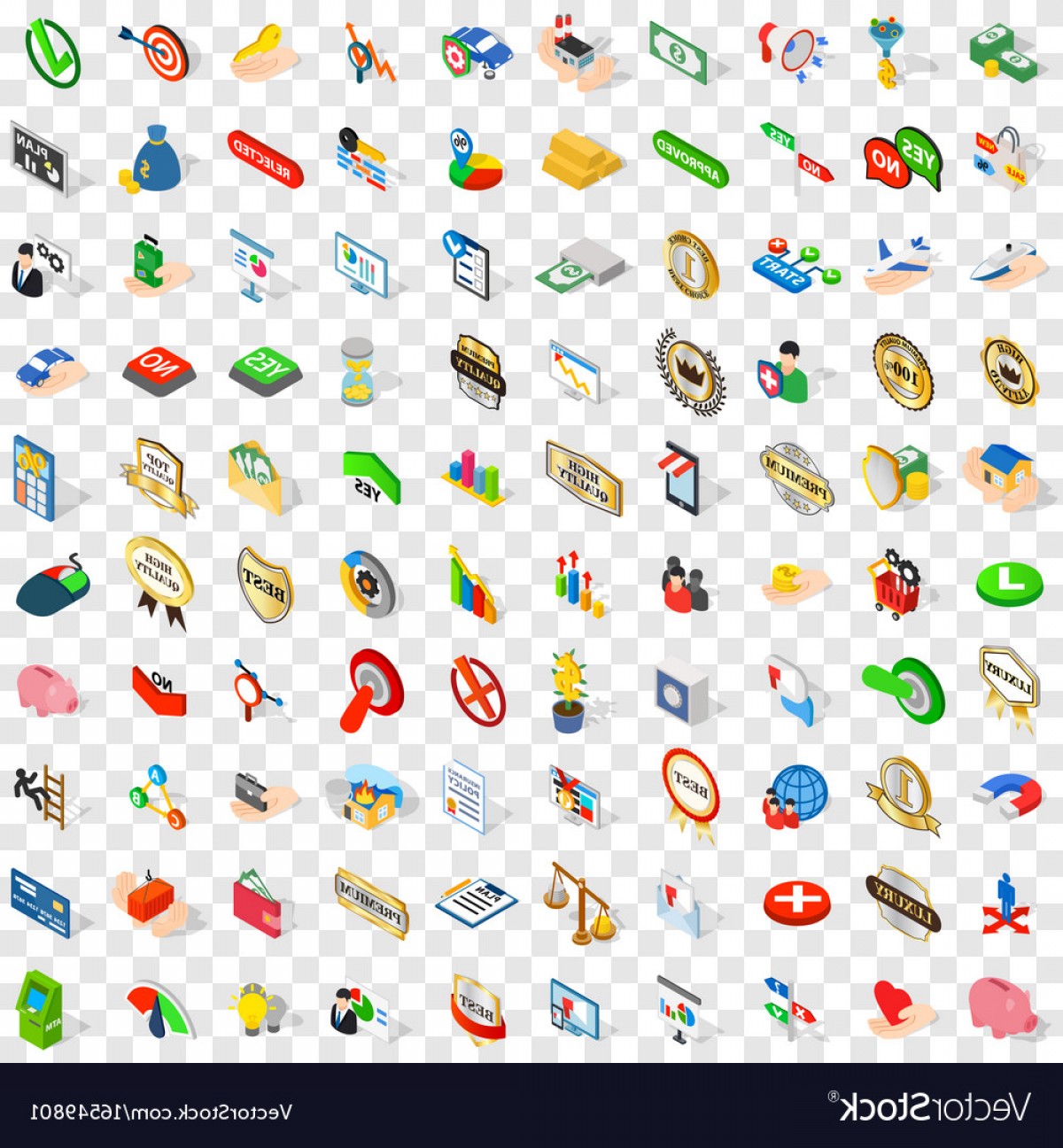 1200x1296 Excellence Icons Set Isometric D Style Vector Studiogrfx