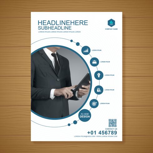 490x490 Business Cover Template And Flat Icon For A Report And Brochure