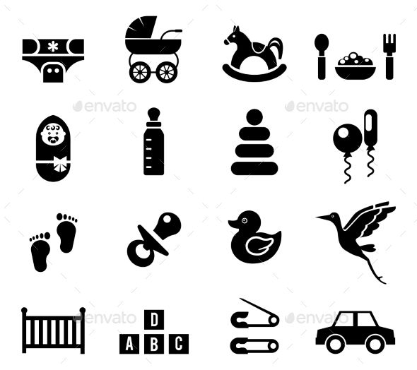 590x524 Set Of Babies Icons On A Theme Of Infants And Their Accessories