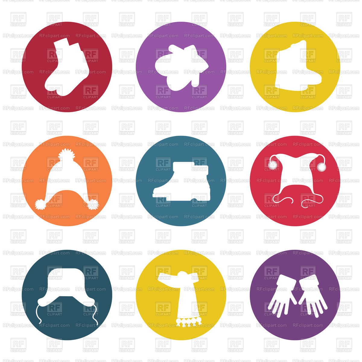 1200x1200 White Winter Accessories Silhouettes Icons Vector Image Of Icons