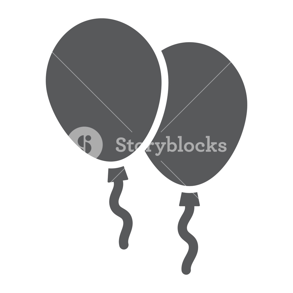1000x1000 Balloons Glyph Icon, Air And Helium, Toy Sign, Vector Graphics