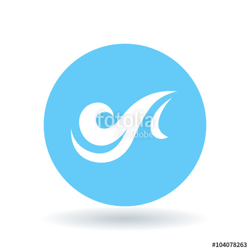 500x500 Wind Icon Gust Of Wind Sign Air Symbol White Wind Icon On Blue