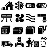 200x200 Air Conditioning Heating And Cooling Black White Icon Set Stock