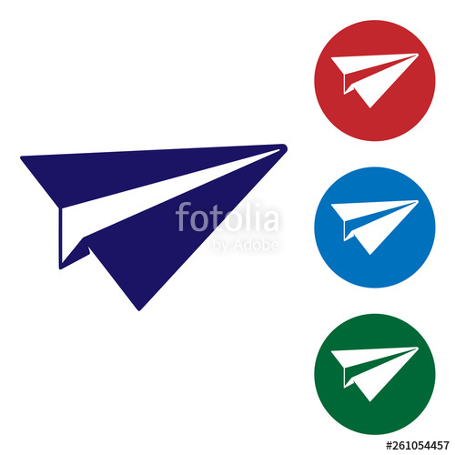 500x500 Blue Paper Plane Icon Isolated On White Background Paper Airplane