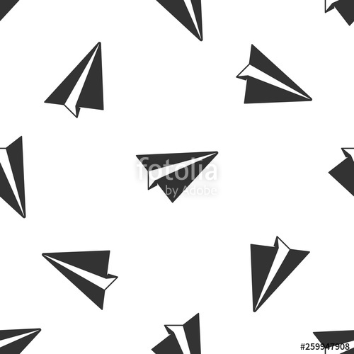 500x500 Grey Paper Plane Icon Isolated Seamless Pattern On White