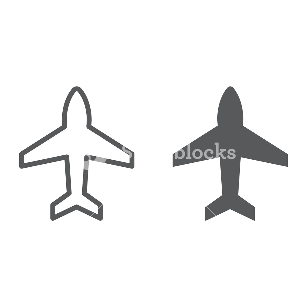 1000x1000 Plane Line And Glyph Icon, Aircraft And Jet, Airplane Sign, Vector
