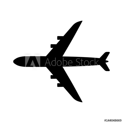 500x500 Airplane Top View Icon Aircraft, Passenger Plane With Four Jet