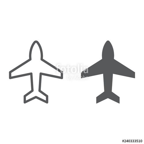 500x500 Plane Line And Glyph Icon, Aircraft And Jet, Airplane Sign, Vector
