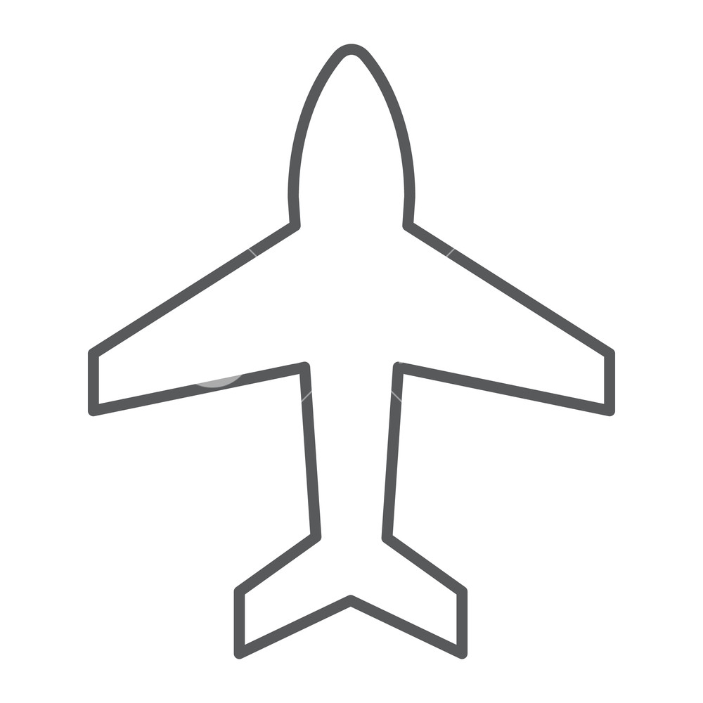 1000x1000 Plane Thin Line Icon, Aircraft And Jet, Airplane Sign, Vector