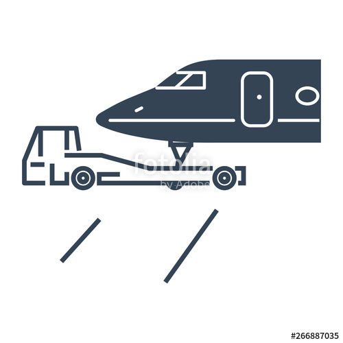 500x500 Black Icon Aircraft Towing Tractors, Business Jet Airplane Stock