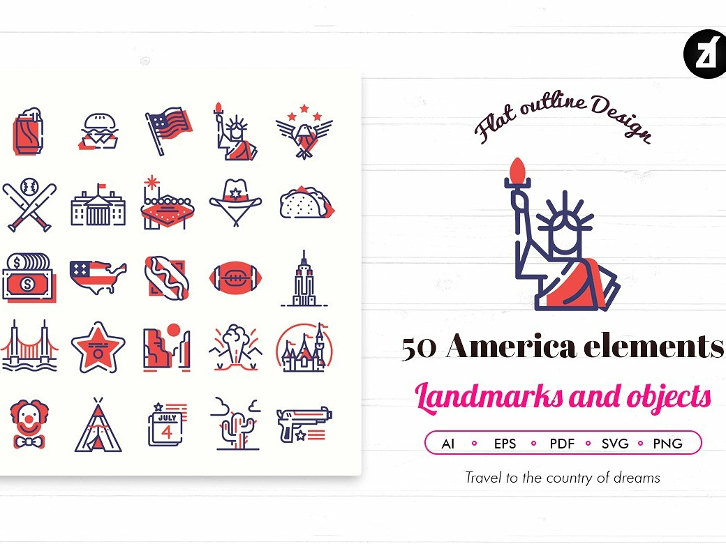 1040x780 Usa Elements With Bonus Graphics