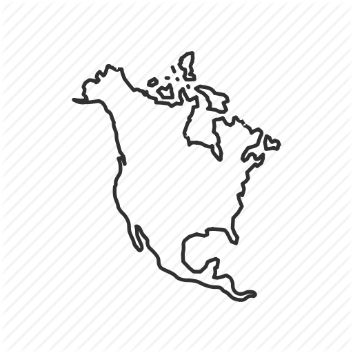 512x512 America, Borders, Continents, Geography, Map, North America, World