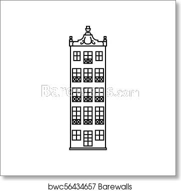 362x382 Amsterdam House Icon, Outline Style, Art Print Barewalls Posters
