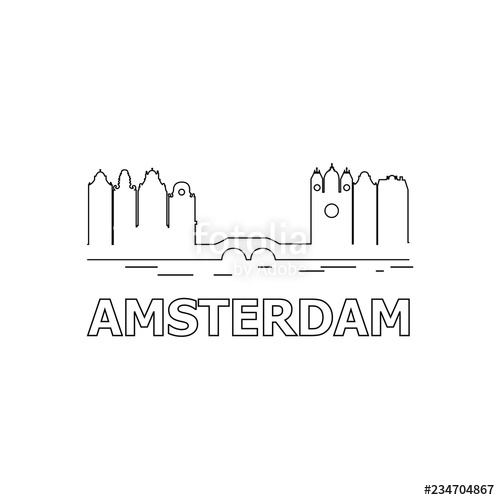 500x500 Amsterdam Skyline And Landmarks Silhouette Black Vector Icon
