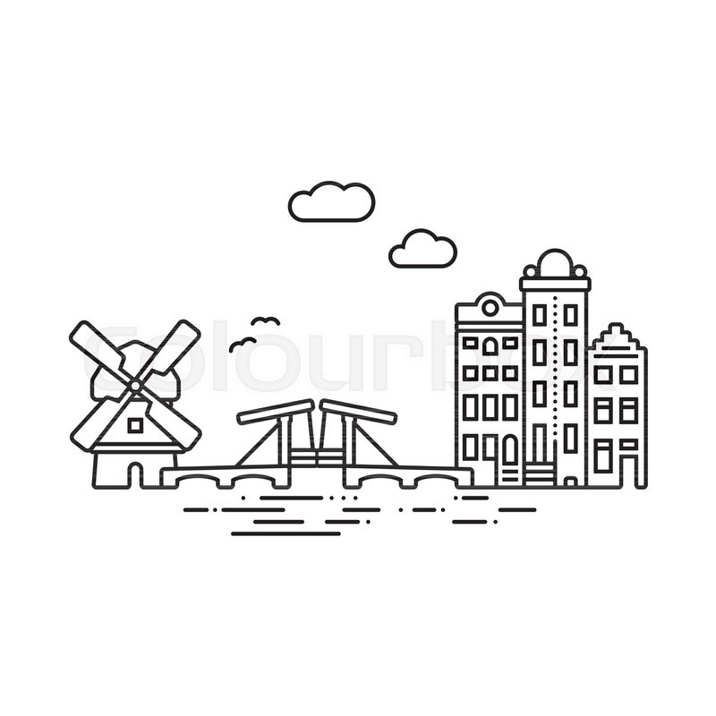 800x800 Line Icon Style Amsterdam City Vector Stock Vector Colourbox