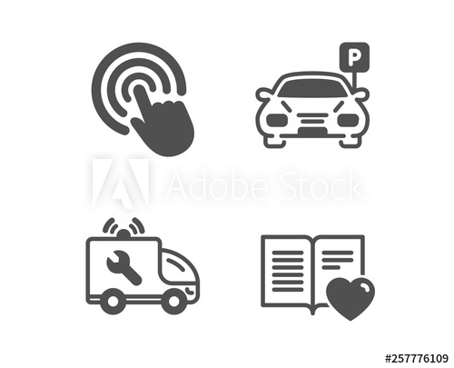 500x405 Set Of Click, Car Service And Parking Icons Love Book Sign