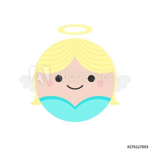 500x500 Cute Angel Round Graphic Vector Icon Angel With Blonde Hair, Blue